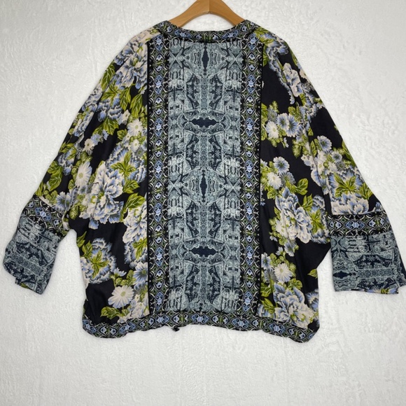 Free People Wildflower Womens Cinched Kimono Blouse Zip Jacket Size M/L - Picture 4 of 9